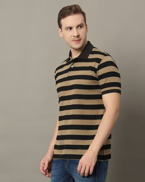 ALPHA TRIBE Men Regular Fit Polo T-Shirt