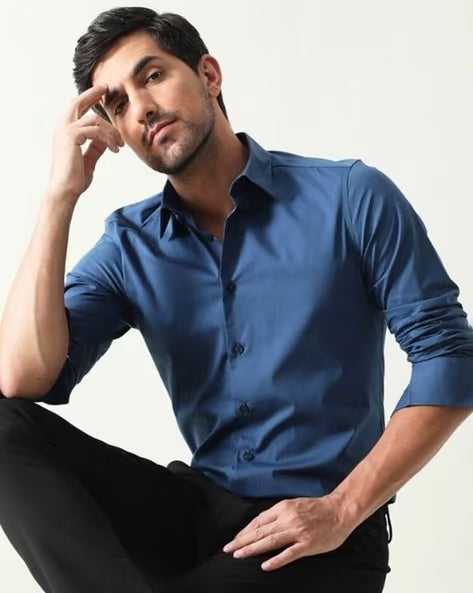 ALPHA TRIBE Men Regular Fit Spread-Collar Shirt