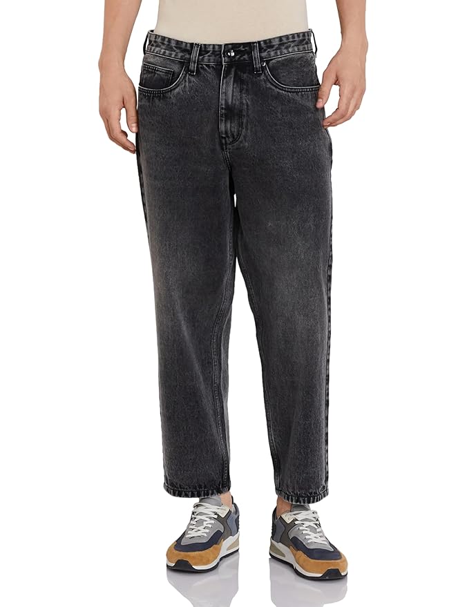 Amazon Brand - Symbol Men's Baggy Fit Cotton Jeans | Mid Rise | Loose & Relaxed | Oversized Jeans Pant